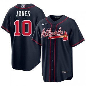 Chipper Jones #10 ATL Braves Baseball Jersey | Fresh Men Navy Embroidery Edition 67972521