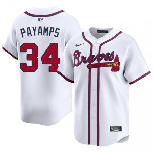 White Joel Payamps #34 Atlanta Baseball Stitched Jersey | MLB Men Fit 66125970
