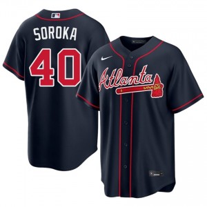 Mike Soroka #40 ATL Braves Baseball Jersey | Official Men Navy Embroidery Edition 54632049