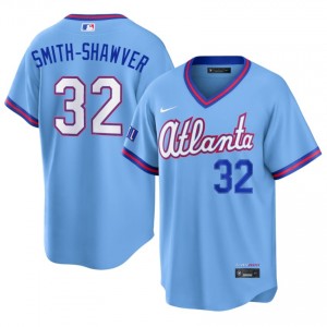 Exclusive AJ Smith-Shawver #32 Powder Blue City Connect Baseball Embroidery Jersey | ATL Men Collection Edition 47652060