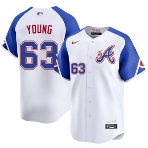 Men Danny Young #63 White City Connect Stitched Jersey | Braves Authentic Baseball Gear 77276834