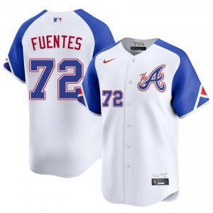 Men Didier Fuentes #72 White City Connect Stitched Jersey | Braves Elite Baseball Gear 27338109