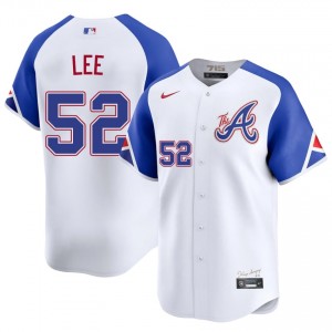 Men Dylan Lee #52 White City Connect Stitched Jersey | Braves Elite Baseball Gear 75256416