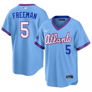 Professional Freddie Freeman #5 Powder Blue City Connect Baseball Embroidery Jersey | ATL Braves Men Collection Edition 14466427