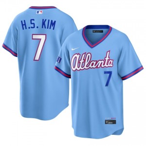 Ha-Seong Kim #7 Atlanta City Connect Baseball Jersey | Classic Men Powder Blue Embroidery Edition 11177326