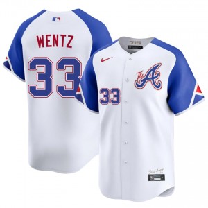 White Joey Wentz #33 Braves Baseball City Connect Stitched Jersey | MLB Men Fit 71661486