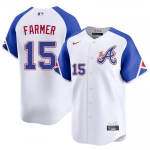 Men Kyle Farmer #15 White City Connect Stitched Jersey | Braves Authentic Baseball Gear 92284250