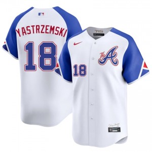 White Mike Yastrzemski #18 Braves Baseball City Connect Stitched Jersey | MLB Men Fit 44292087