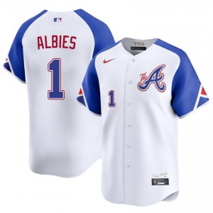 Men Ozzie Albies #1 White City Connect Stitched Jersey | Braves Pro-Grade Baseball Gear 47644674
