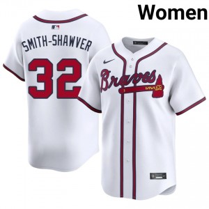 AJ Smith-Shawver #32 Atlanta Baseball Jersey | Official Women White Embroidery Edition 93782798