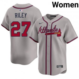 Atlanta Braves Austin Riley #27 Gray Women Jersey | Stitch Premium Baseball Uniform 62807925