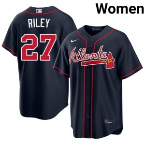#27 Austin Riley Genuine Women Baseball Jersey | ATL Braves Navy Fan Gear 19316185