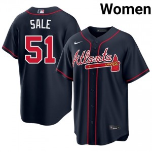 ATL Braves Chris Sale #51 Navy Women Jersey | Stitch Premium Baseball Uniform 41408621