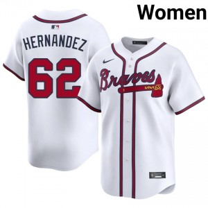 Daysbel Hernandez #62 Atlanta Baseball Jersey | Classic Women White Embroidery Edition 57989737