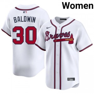 Iconic Drake Baldwin #30 White Baseball Embroidery Jersey | Atlanta Women Collection Edition 34461075