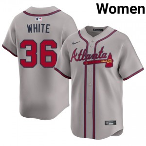 Atlanta Braves Eli White #36 Gray Women Jersey | Stitch Premium Baseball Uniform 72617658