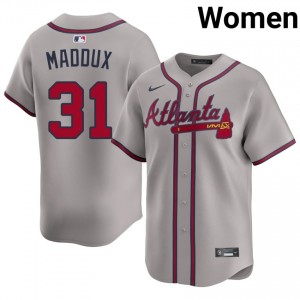 Atlanta Braves Greg Maddux #31 Gray Women Jersey | Stitch Premium Baseball Uniform 85788404