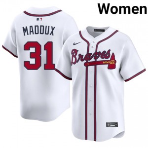 Greg Maddux #31 Atlanta Baseball Jersey | Classic Women White Embroidery Edition 84926746