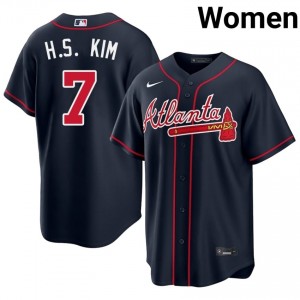 ATL Braves Ha-Seong Kim #7 Navy Women Jersey | Stitch Replica Baseball Uniform 97732510