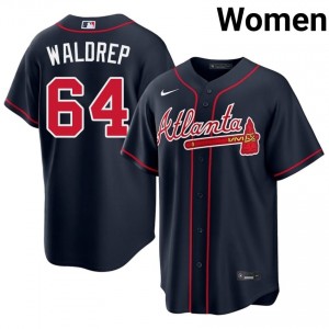#64 Hurston Waldrep Genuine Women Baseball Jersey | ATL Braves Navy Fan Gear 13498012