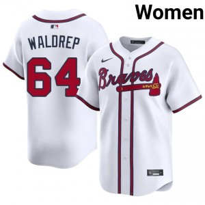 Hurston Waldrep #64 Atlanta Baseball Jersey | Classic Women White Embroidery Edition 87610597