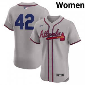 #42 Jackie Robinson Day Gameday Women Baseball Jersey | ATL Gray Fan Gear 91673572