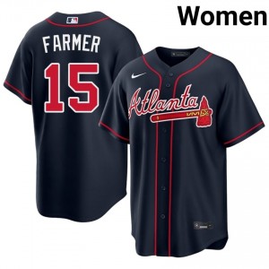 #15 Kyle Farmer Gameday Women Baseball Jersey | ATL Braves Navy Fan Gear 20675125