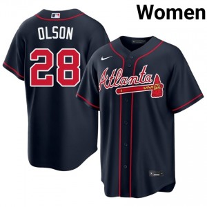 ATL Braves Matt Olson #28 Navy Women Jersey | Stitch Licensed Baseball Uniform 52936671