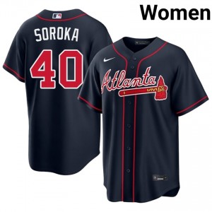 ATL Braves Mike Soroka #40 Navy Women Jersey | Stitch Premium Baseball Uniform 74606375