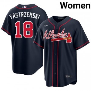 ATL Braves Mike Yastrzemski #18 Navy Women Jersey | Stitch Premium Baseball Uniform 25943989