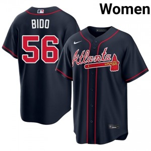 #56 Osvaldo Bido Officially Licensed Women Baseball Jersey | Braves Navy Fan Gear 24455543