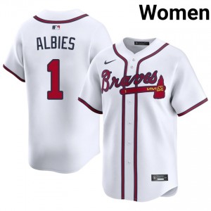 Ozzie Albies #1 Atlanta Baseball Jersey | Classic Women White Embroidery Edition 37136629