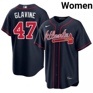 ATL Braves Tom Glavine #47 Navy Women Jersey | Stitch Replica Baseball Uniform 40374972
