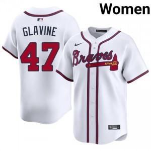 Iconic Tom Glavine #47 White Baseball Embroidery Jersey | Atlanta Women Collection Edition 93632091