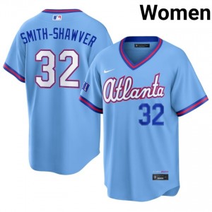 Women AJ Smith-Shawver #32 Powder Blue City Connect Stitched Jersey | ATL Braves Pro-Grade Baseball Gear 91375076