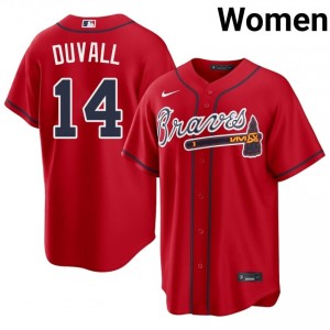 Women Adam Duvall #14 Red Stitched Jersey | ATL Authentic Baseball Gear 69371177