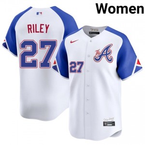 Professional Austin Riley #27 White City Connect Baseball Embroidery Jersey | Braves Women Collection Edition 76316537