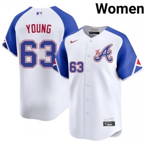 Exclusive Danny Young #63 White City Connect Baseball Embroidery Jersey | Braves Women Collection Edition 50673452