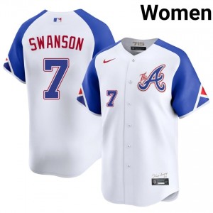 Professional Dansby Swanson #7 White City Connect Baseball Embroidery Jersey | Braves Women Collection Edition 87389147
