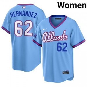 Women Daysbel Hernandez #62 Powder Blue City Connect Stitched Jersey | Braves Authentic Baseball Gear 36048523