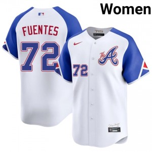 Iconic Didier Fuentes #72 White City Connect Baseball Embroidery Jersey | Braves Women Collection Edition 89415979