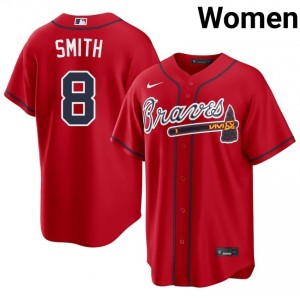 Women Dominic Smith #8 Red Stitched Jersey | ATL Pro-Grade Baseball Gear 55794060