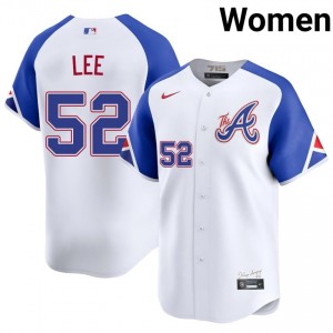 Iconic Dylan Lee #52 White City Connect Baseball Embroidery Jersey | Braves Women Collection Edition 16847211