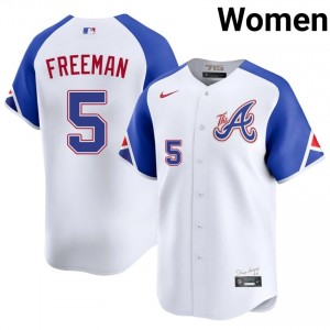 Iconic Freddie Freeman #5 White City Connect Baseball Embroidery Jersey | Braves Women Collection Edition 88784851
