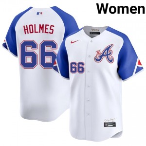 Grant Holmes #66 Braves City Connect Baseball Jersey | Classic Women White Embroidery Edition 40064374