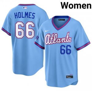 Powder Blue Grant Holmes #66 ATL Baseball City Connect Stitched Jersey | MLB Women Fit 83348274
