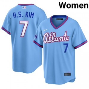 Powder Blue Ha-Seong Kim #7 ATL Baseball City Connect Stitched Jersey | Durable Women Fit 91628880