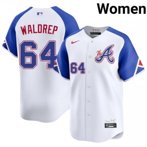 Professional Hurston Waldrep #64 White City Connect Baseball Embroidery Jersey | Braves Women Collection Edition 91632582