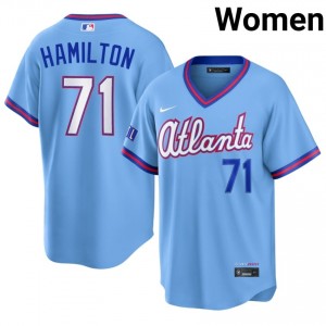 Powder Blue Ian Hamilton #71 Atlanta Baseball City Connect Stitched Jersey | Original Women Fit 47082660