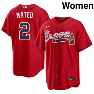 Red Jorge Mateo #2 ATL Baseball Stitched Jersey | Original Women Fit 51848926